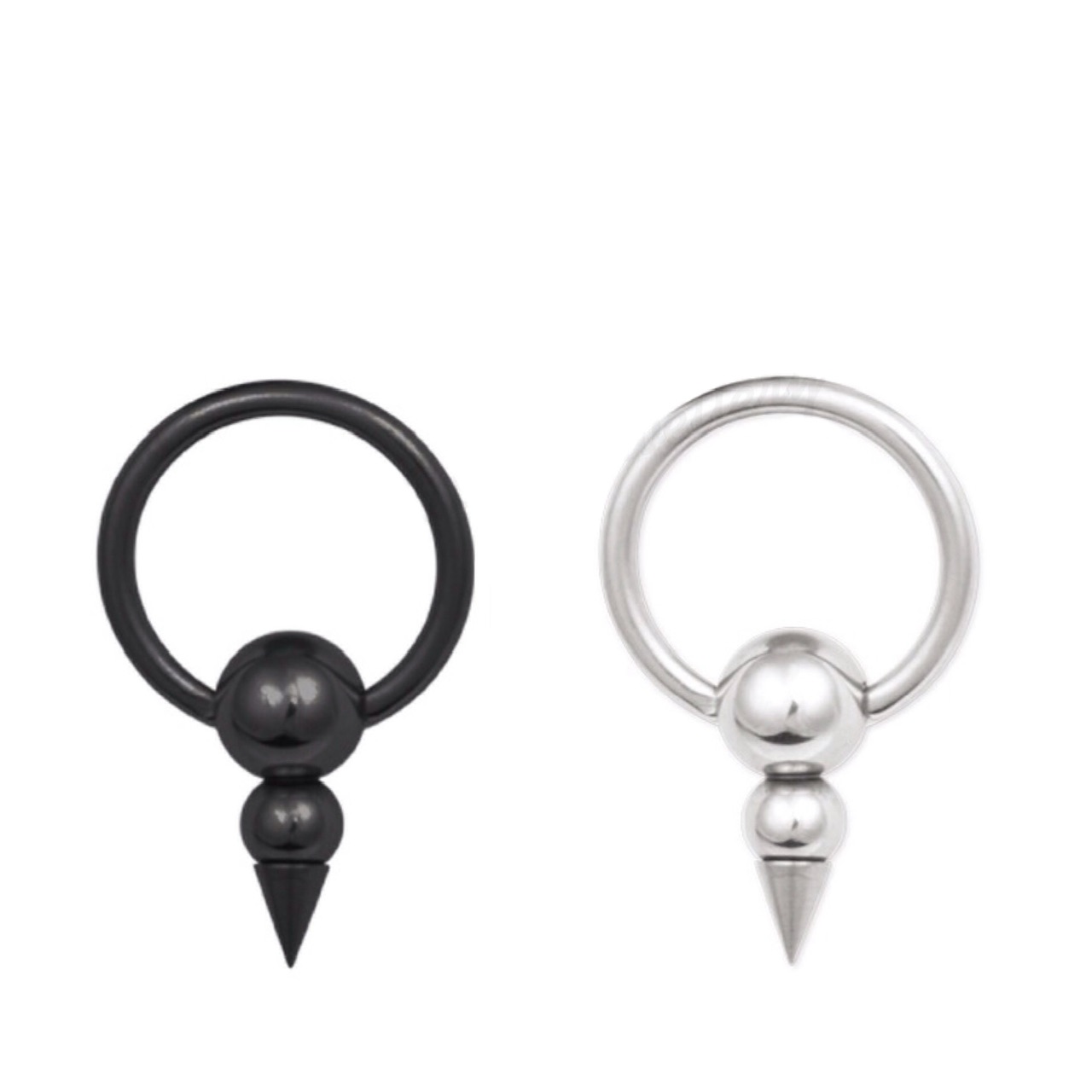 Captive Bead Ring with Fixed Balls and Cone In Black PVD - Image 1