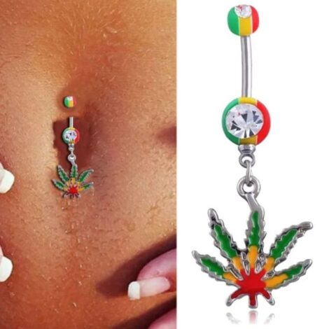 Pot Leaf Belly Ring In Raster Colours - Image 2