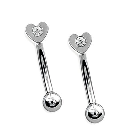 Curved Barbell Rook Eyebrow Piercing with Gem Heart Top