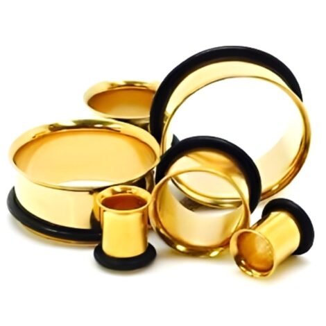 Single Flare Gold Steel Tunnel Pairs With O-Rings