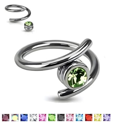 Twist Cartilage Septum Ring With CZ Set Ball in 16G, 14G