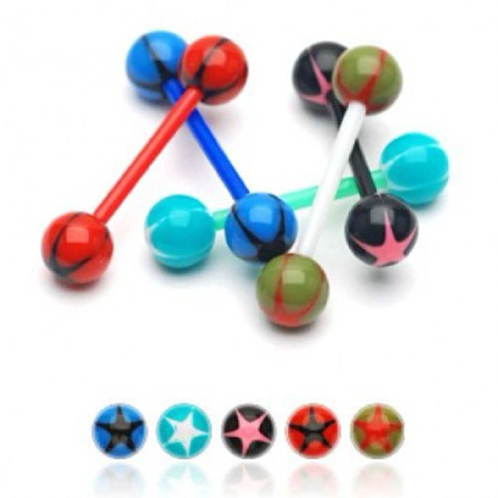 Acrylic Star Ball With Flexible PTFE Tongue Nipple Barbell