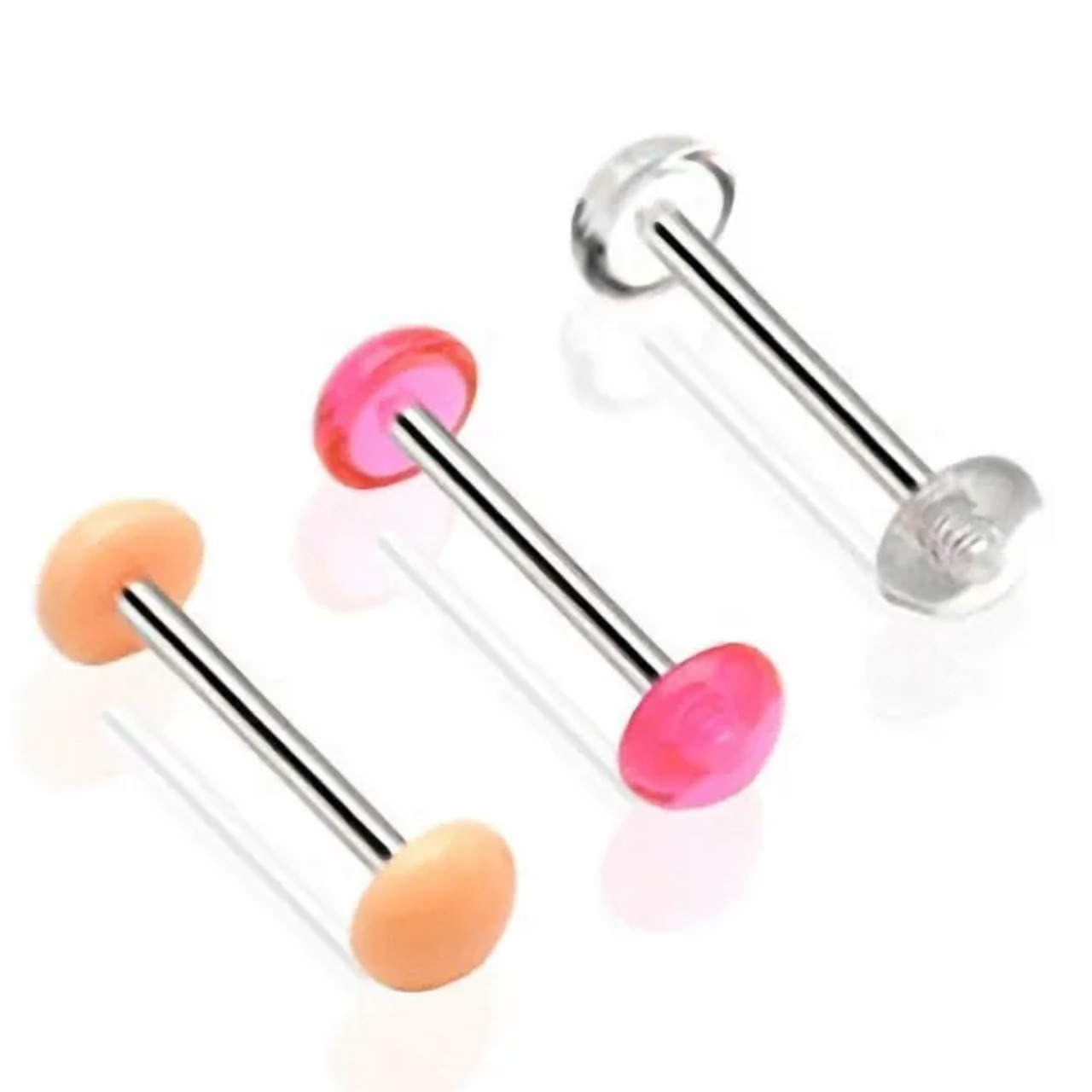 Acrylic Half Balls Retainer with Steel Barbell for Tongue Nipple - Image 1