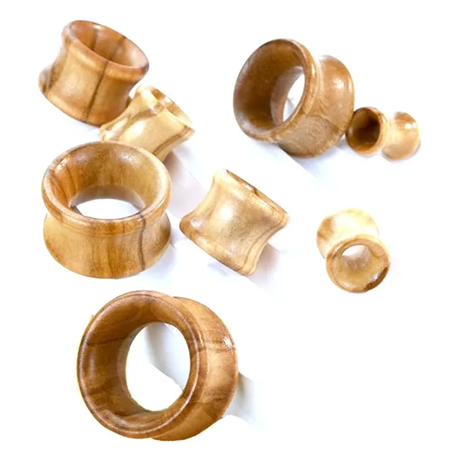 Organic Wood Concave Fit Double Flared Tunnel Pairs