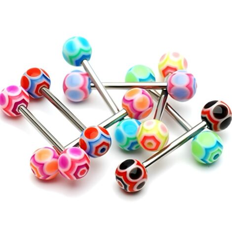 Spider Web Acrylic Balls Tongue Nipple Barbell