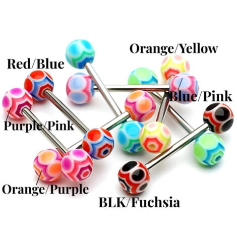 Spider Web Acrylic Balls Tongue Nipple Barbell - Image 2