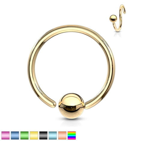 Captive Bead Ring One Side Fixed Ball, Ion Plated 316L Surgical Steel