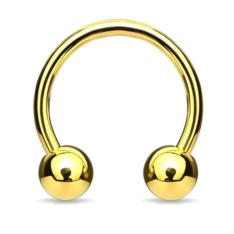 Horseshoe/ Circular Barbell In IP Gold With Balls