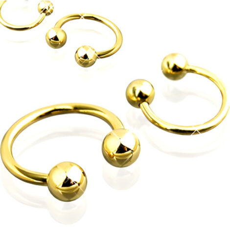 Horseshoe/ Circular Barbell In IP Gold With Balls - Image 2
