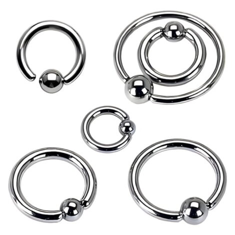 Captive Ring One Side Fixed Ball, Plain 316L Surgical Steel - Image 2