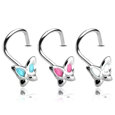 .925 Sterling Silver Winged Butterfly Nose Screw - Image 3
