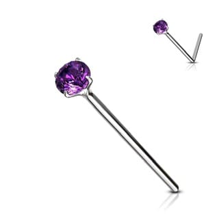 .925 Sterling Silver 20G Bendable Fishtail Nose Pin W/ Round CZ - Image 18