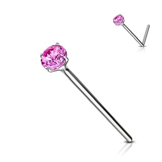 .925 Sterling Silver 20G Bendable Fishtail Nose Pin W/ Round CZ - Image 17