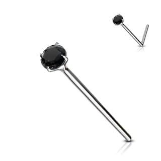 .925 Sterling Silver 20G Bendable Fishtail Nose Pin W/ Round CZ - Image 13