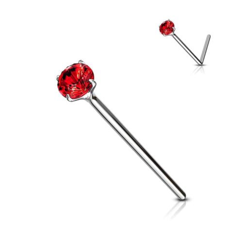 .925 Sterling Silver 20G Bendable Fishtail Nose Pin W/ Round CZ - Image 5