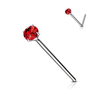 .925 Sterling Silver 20G Bendable Fishtail Nose Pin W/ Round CZ - Image 9