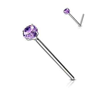 .925 Sterling Silver 20G Bendable Fishtail Nose Pin W/ Round CZ - Image 15