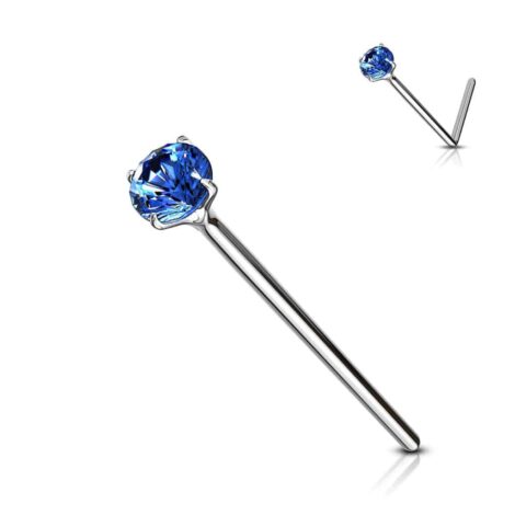 .925 Sterling Silver 20G Bendable Fishtail Nose Pin W/ Round CZ - Image 7