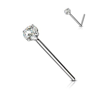 .925 Sterling Silver 20G Bendable Fishtail Nose Pin W/ Round CZ - Image 16