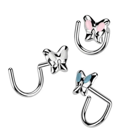 .925 Sterling Silver Winged Butterfly Nose Screw