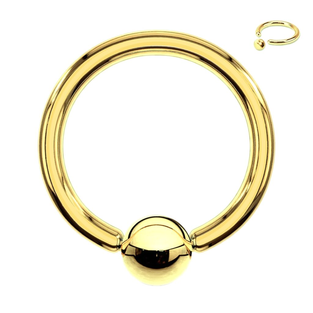 316L Steel Captive Bead Ring With IP Gold Titanium