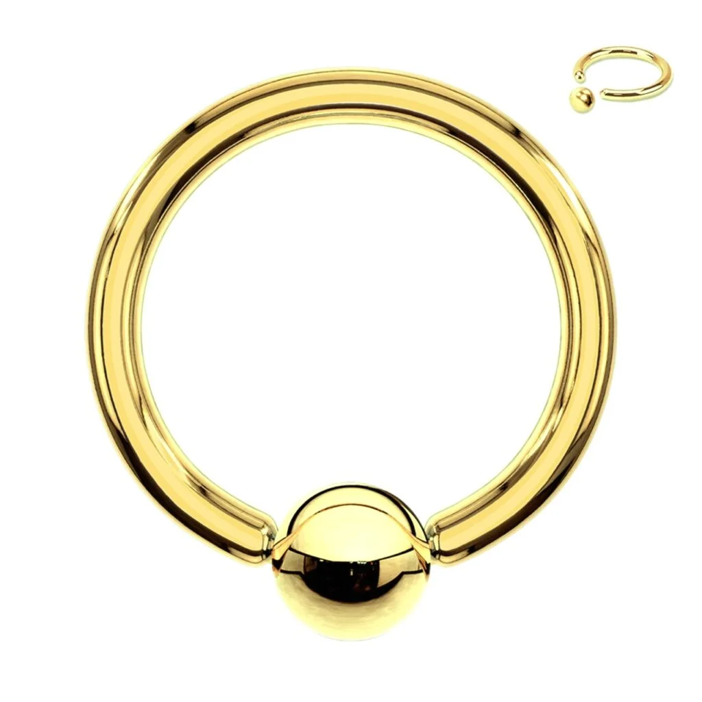316L Steel Captive Bead Ring With IP Gold Titanium