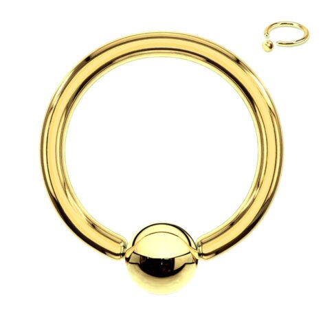 316L Steel Captive Bead Ring With IP Gold Titanium