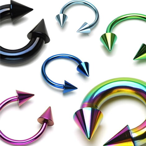 Horseshoe/ Circular Barbell In IP Colours with Cone - Image 3