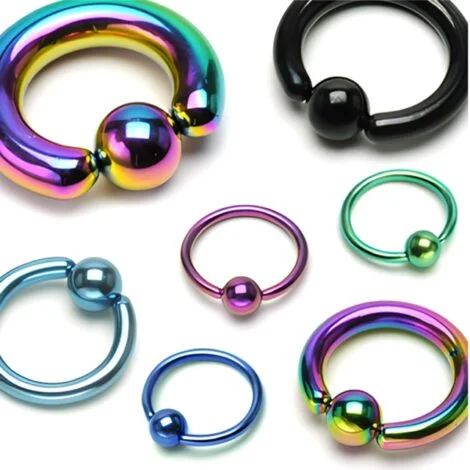 Captive Bead Ring With IP Titanium Over 316L Surgical Steel