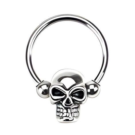 Horseshoe Circular Barbell With Snap-In Rotatable Skull Bead - Image 2