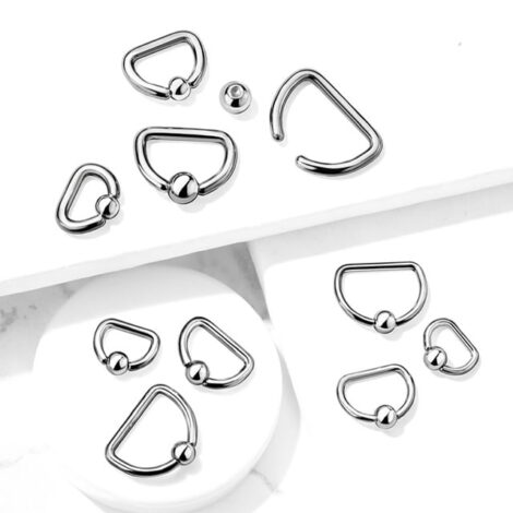 316L Surgical Steel D Shape Captive Bead Ring - Image 2