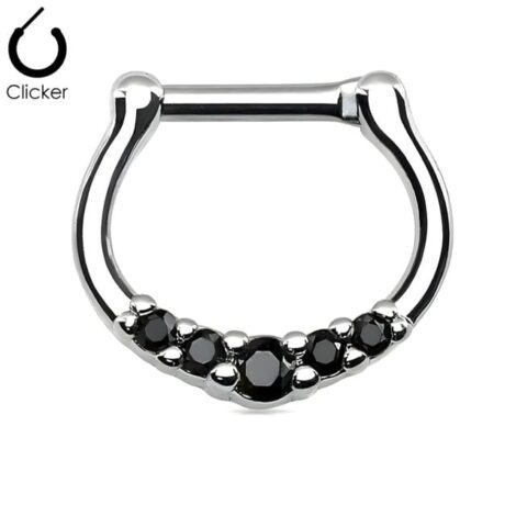 Septum Daith Clicker Petite Curved Gem Set Nose Ring - Image 5