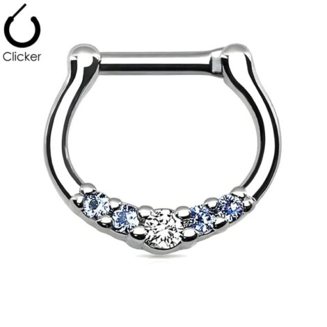 Septum Daith Clicker Petite Curved Gem Set Nose Ring - Image 4