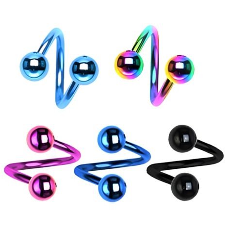 316L Surgical Steel Twist Barbell Titanium IP Colours