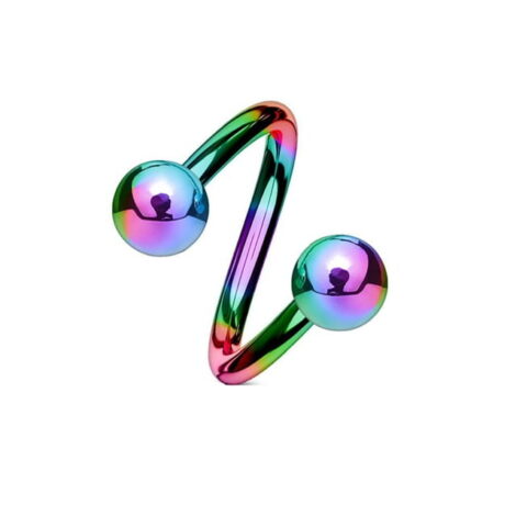 316L Surgical Steel Twist Barbell Titanium IP Colours - Image 2