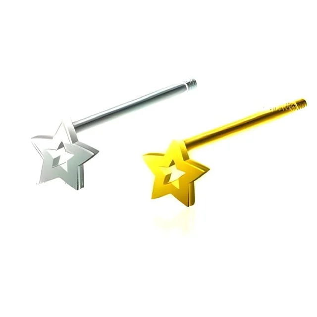 .925 Sterling Silver Hollow Star Bendable Nose Pin