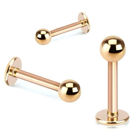 Ear Cartilage Flat Back Labret Stud with Ball Top in Rose Gold