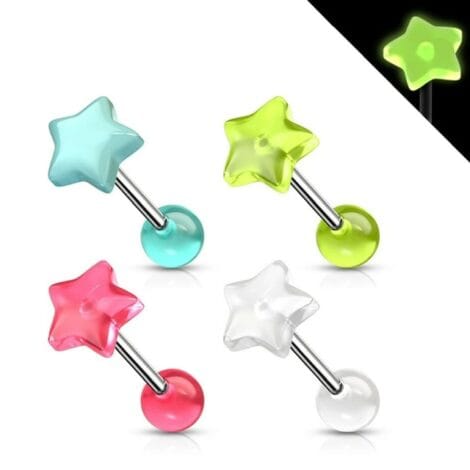 Glow In The Dark Acrylic Star Top Tongue Barbell