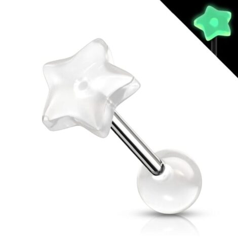 Glow In The Dark Acrylic Star Top Tongue Barbell - Image 5