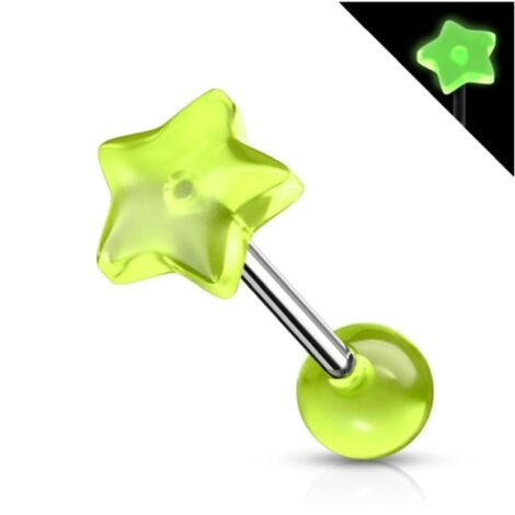 Glow In The Dark Acrylic Star Top Tongue Barbell - Image 4