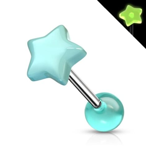 Glow In The Dark Acrylic Star Top Tongue Barbell - Image 3