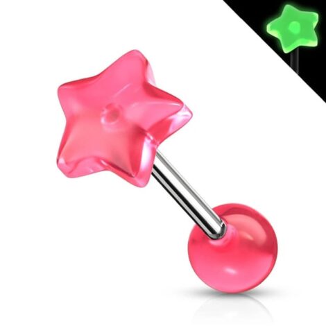 Glow In The Dark Acrylic Star Top Tongue Barbell - Image 2