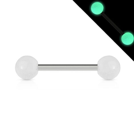 Glow in the Dark Acrylic Balls Tongue Nipple Barbell in Mix Sizes - Image 2