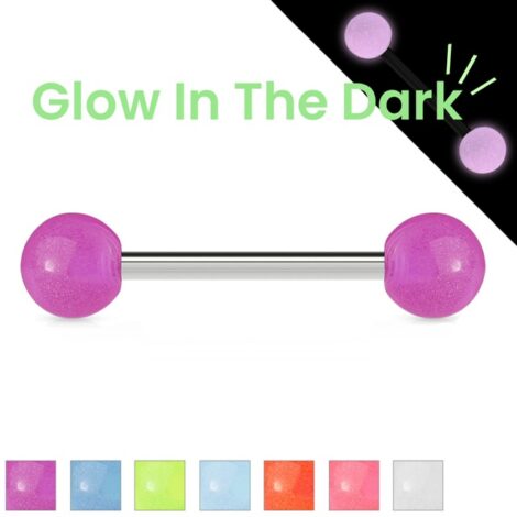 Glow in the Dark Acrylic Balls Tongue Nipple Barbell in Mix Sizes