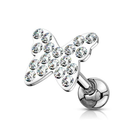 Cartilage Tragus Barbell W/ Gem Paved Tops in Multi Shapes - Image 2