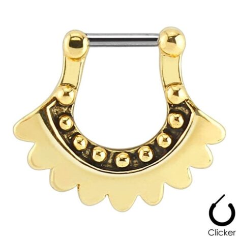 Septum Clicker Straight Hinged Tribal Loop Nose Ring - Image 2