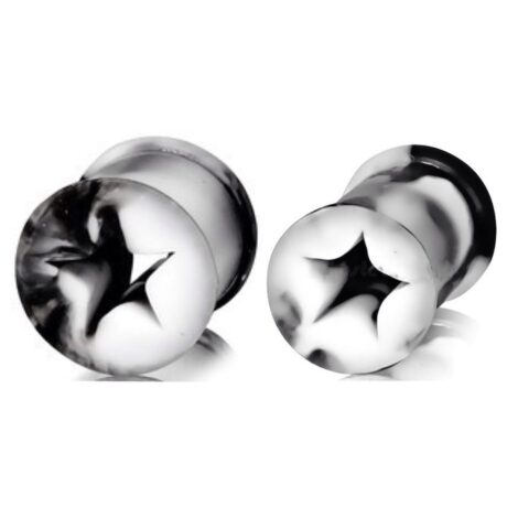 Silicone Double Flared Star Plug Pairs with Smokey Marbling - Image 1