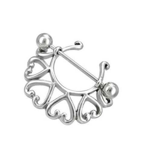 Heart Tribal Nipple Ring Pairs with U Shaped Open Shield - Image 1
