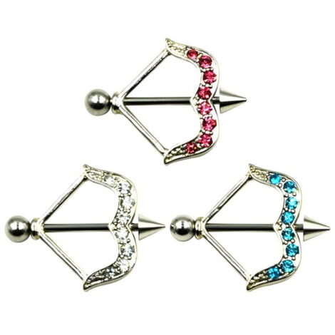 Cupids Arrow W/ Paved Gems Nipple Ring - Image 2