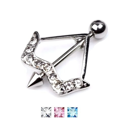 Cupids Arrow W/ Paved Gems Nipple Ring